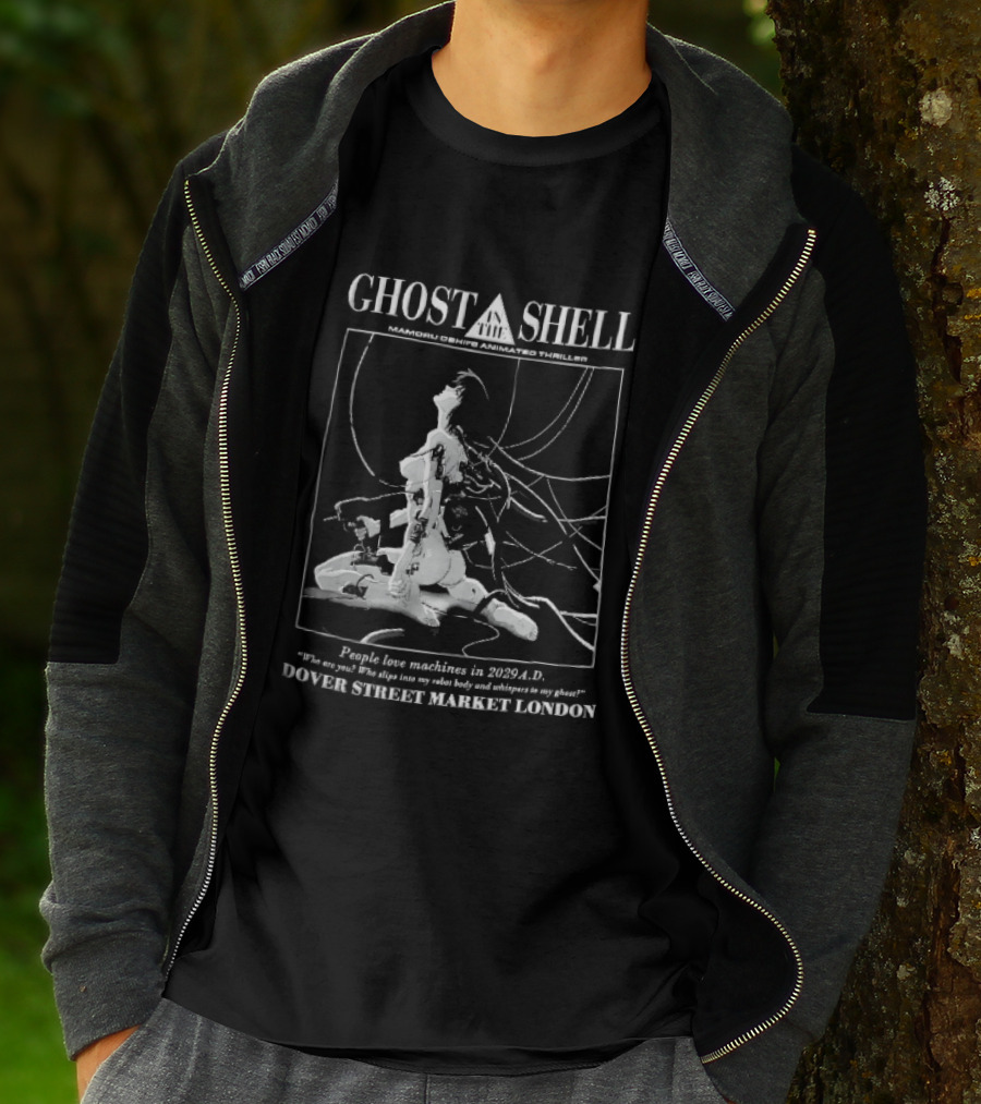 Dover Street Market London Ghost In The Shell Mamoru Oshii 2029 Cyborg Female Wires Gun People Love Machines T-Shirt