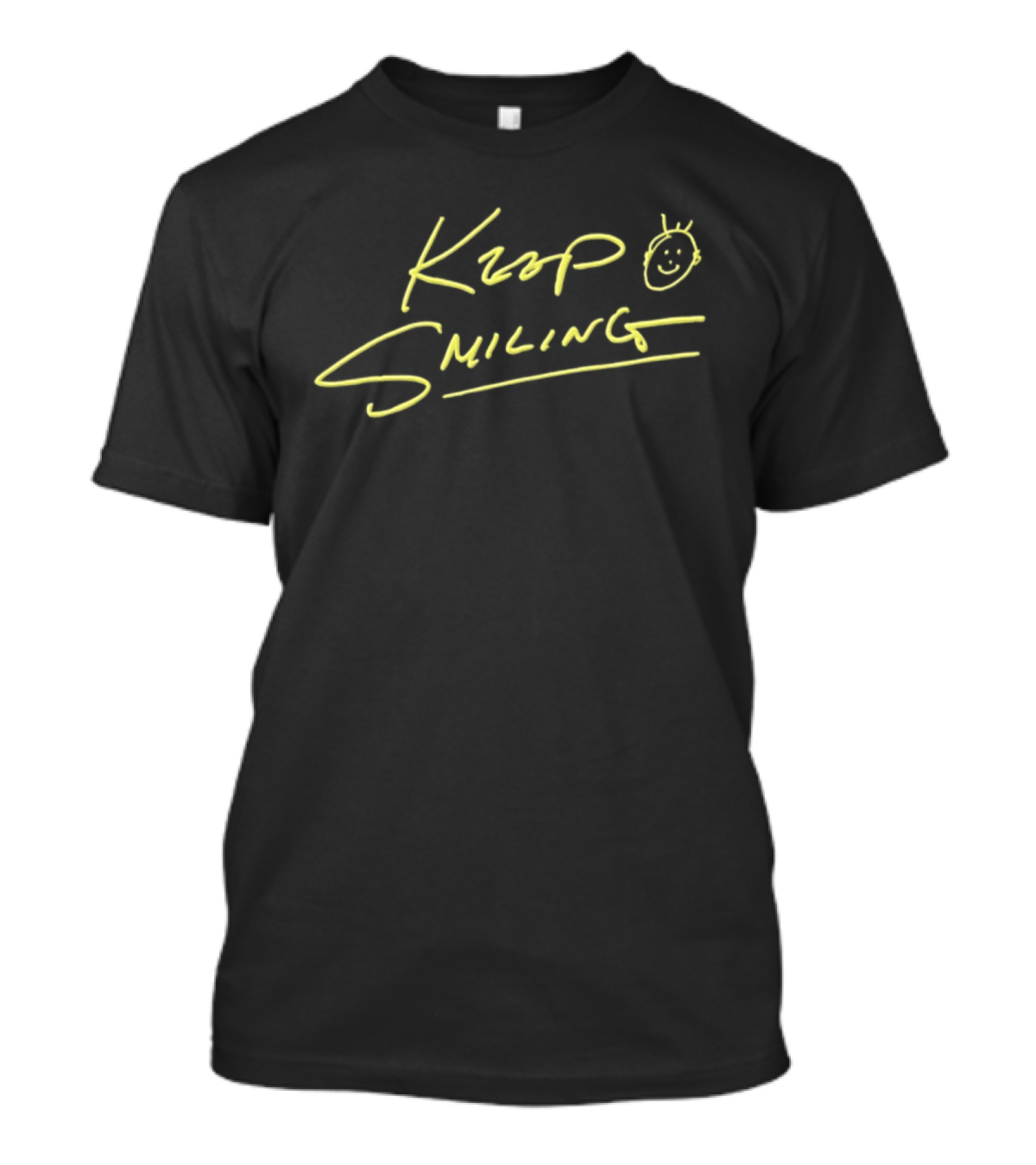 Ke Huy Quan Keep Smiling Handwritten Yellow Text With Smiley Face T-Shirt