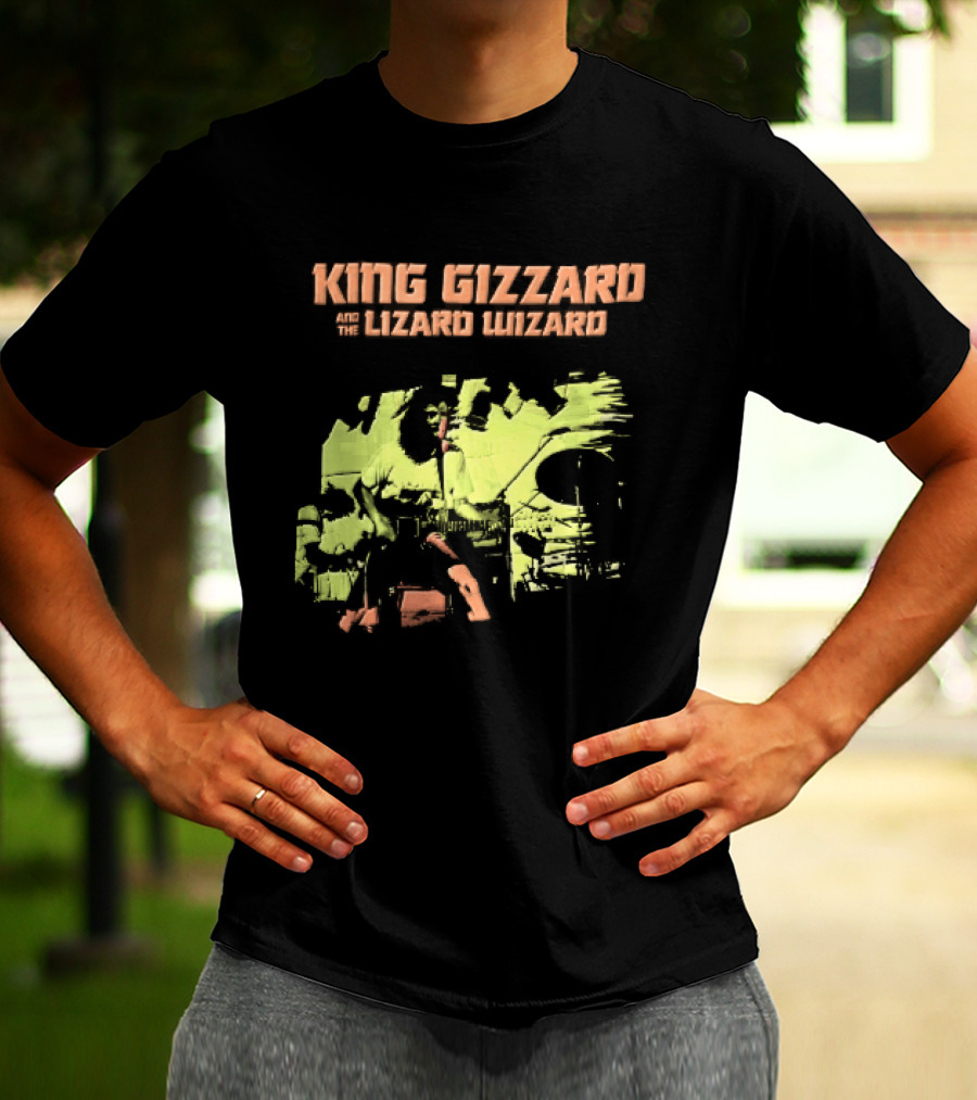 King Gizzard And The Lizard Wizard Live Stage Performance Green Yellow Abstract T-Shirt