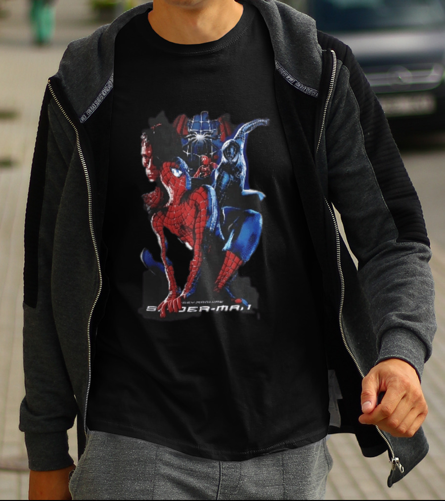 Tobey Maguire Spider Man 3 Red Black Suit Superhero Collage T-Shirt