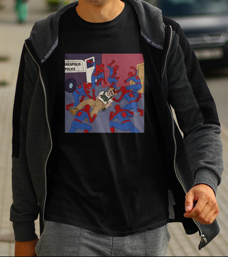 Spider Man How To Fight Fascism Neapolis Police Scene T-Shirt