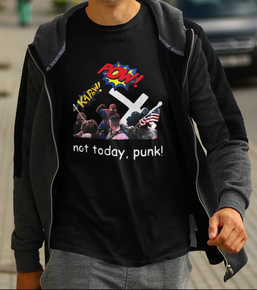 Spider Man Marvel Hero Anti Racist POW Kapow Not Today Punk T-Shirt