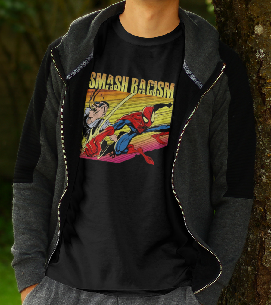 Spider Man Smash Racism Comic Protest Message T-Shirt