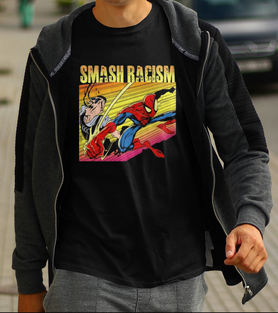 Spider Man Smash Racism Comic Protest Message T-Shirt