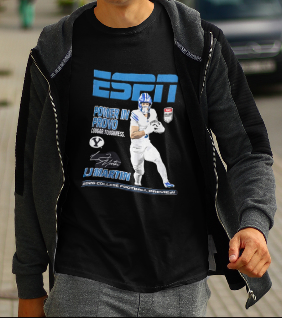 ESPN Power In Provo BYU Football LJ Martin 2026 College Football Preview T-Shirt
