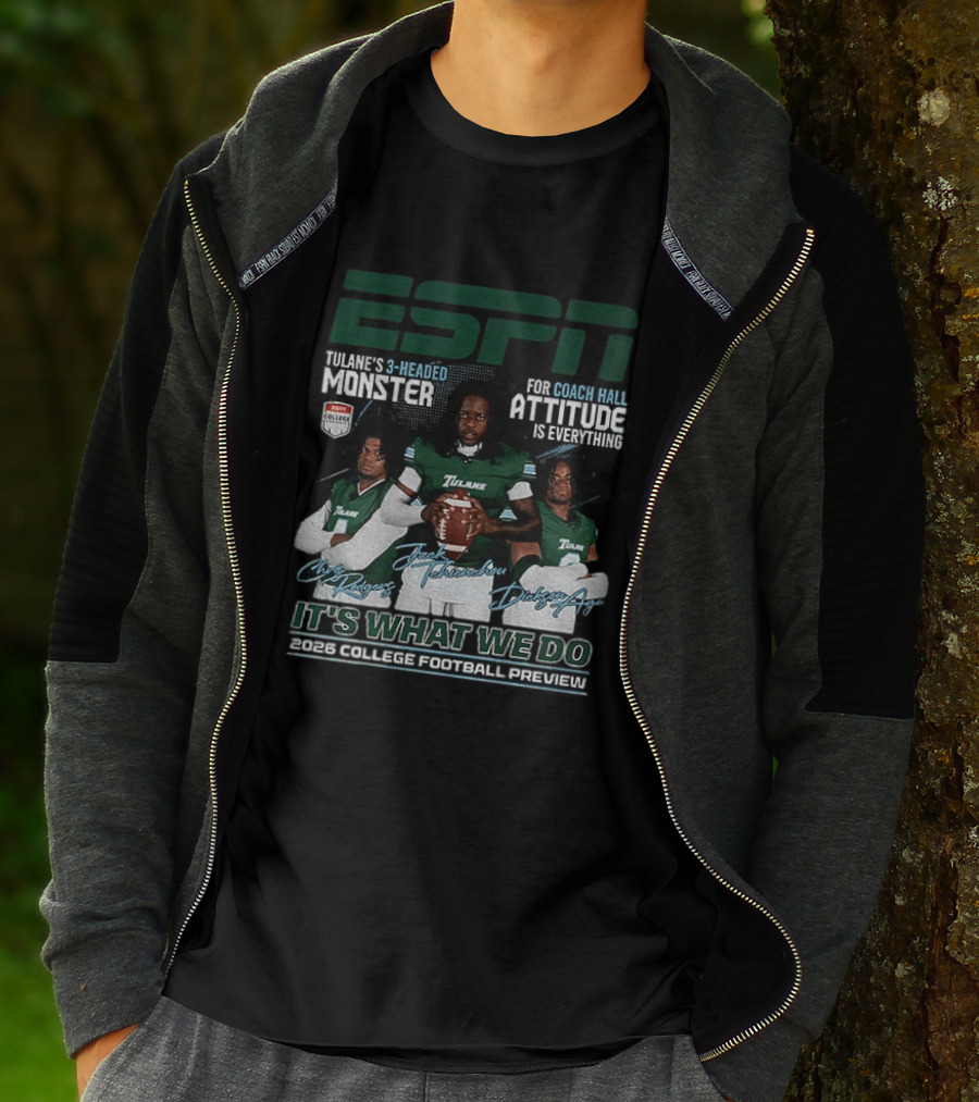 ESPN Tulane's 3 Headed Monster Chris Rodgers Jack Tehienchou Dickson Agu College Football Preview T-Shirt