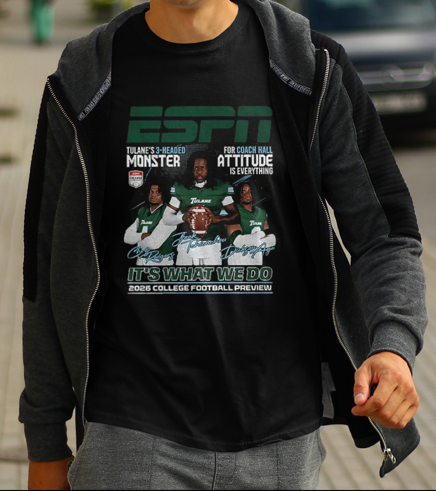 ESPN Tulane's 3 Headed Monster Chris Rodgers Jack Tehienchou Dickson Agu College Football Preview T-Shirt