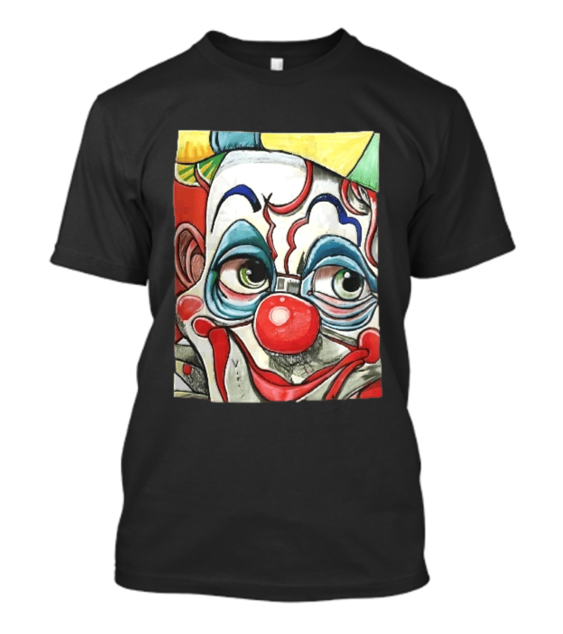 Viktor Clown With Red Nose And Green Eyes Caricature Painting T-Shirt