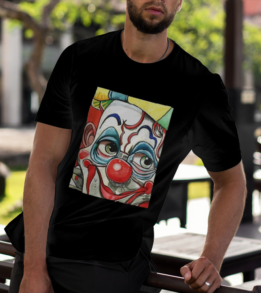 Viktor Clown With Red Nose And Green Eyes Caricature Painting T-Shirt