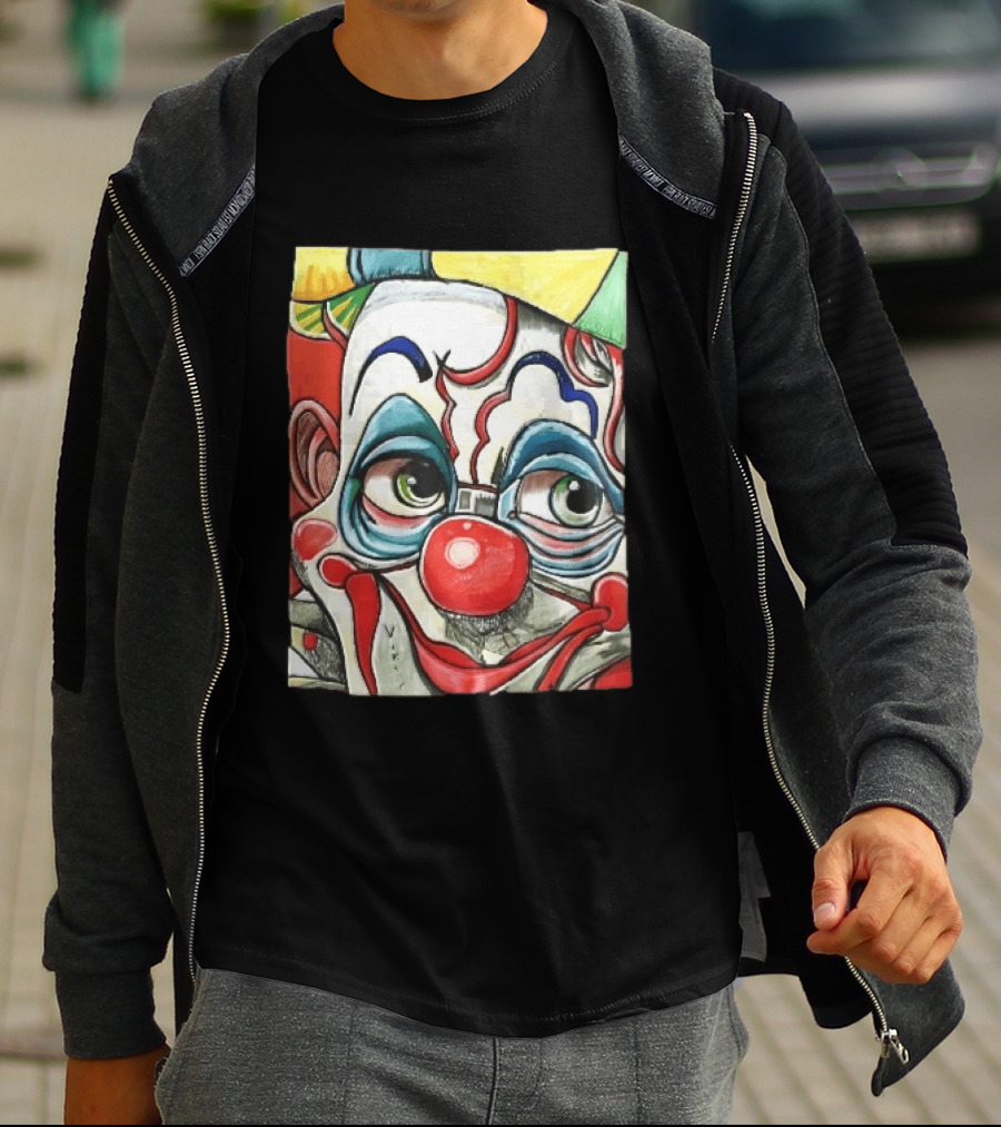 Viktor Clown With Red Nose And Green Eyes Caricature Painting T-Shirt
