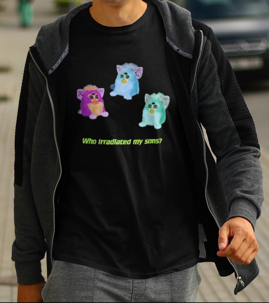 Who Irradiated My Sons Three Glowing Furby Toys Dark Neon T-Shirt