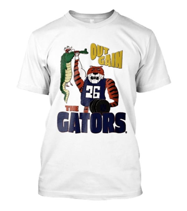 Auburn Tigers Out Gain The Gators Cartoon Weightlifting Alligator NCAA T-Shirt