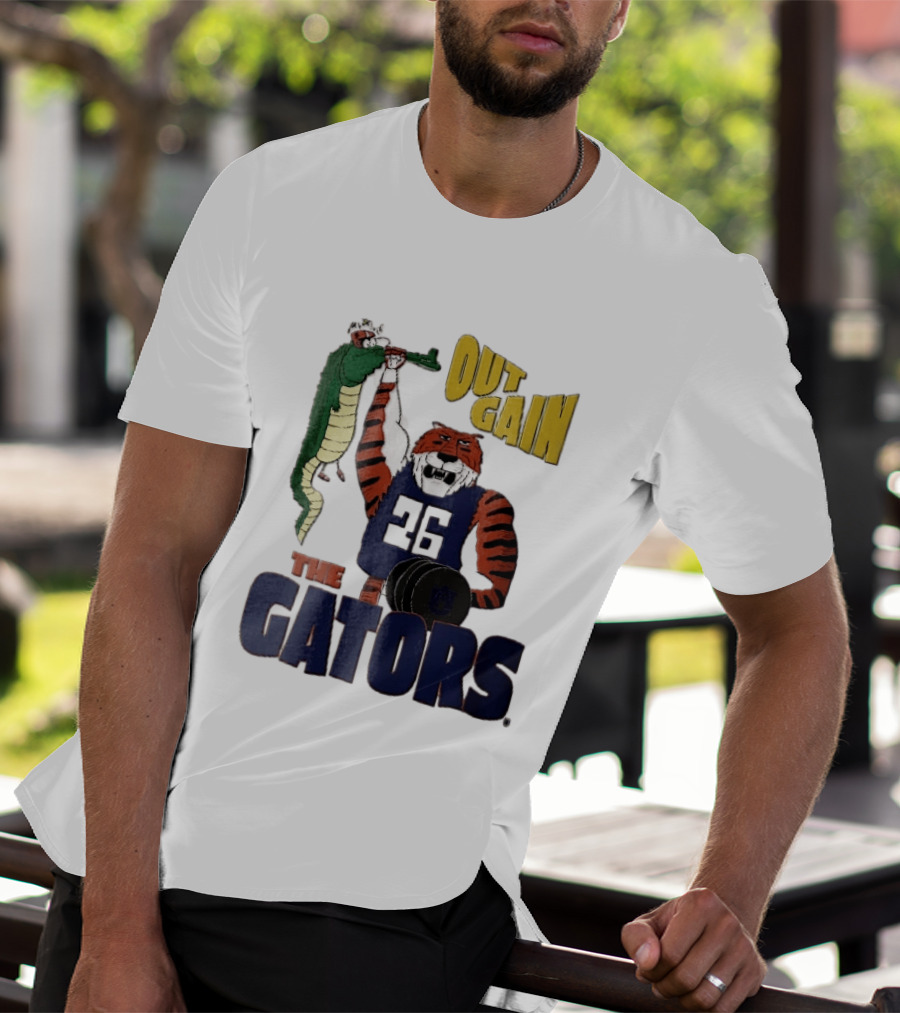Auburn Tigers Out Gain The Gators Cartoon Weightlifting Alligator NCAA T-Shirt