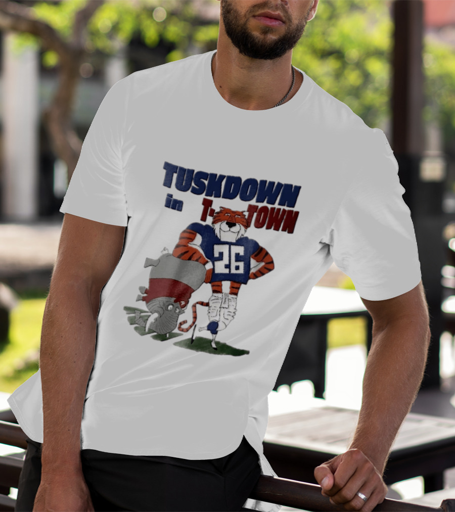 Tuskdown In Town Auburn Tigers NCAA Cartoon Elephant T-Shirt
