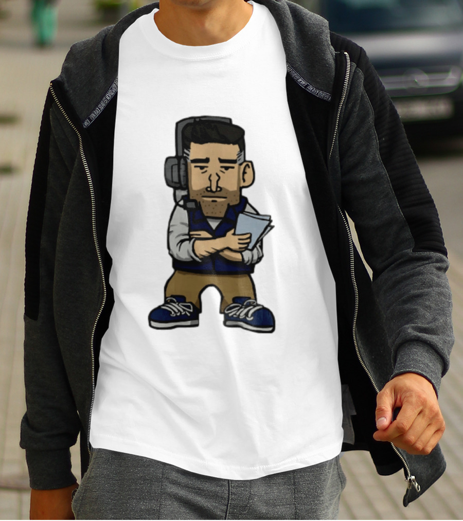 Bill Belichick Headset New England Patriots Coach Caricature T-Shirt