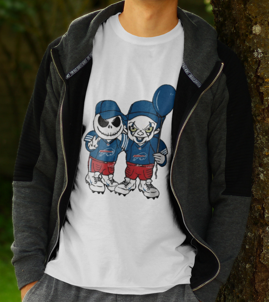 Buffalo Bills Skeleton Clown Duo With Balloon NFL Team Spirit T-Shirt