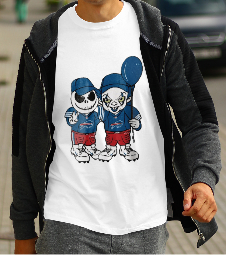 Buffalo Bills Skeleton Clown Duo With Balloon NFL Team Spirit T-Shirt