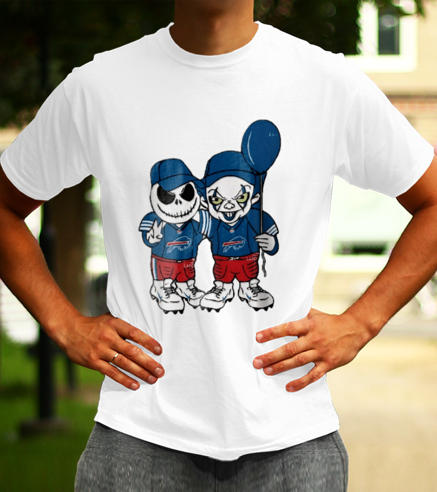 Buffalo Bills Skeleton Clown Duo With Balloon NFL Team Spirit T-Shirt