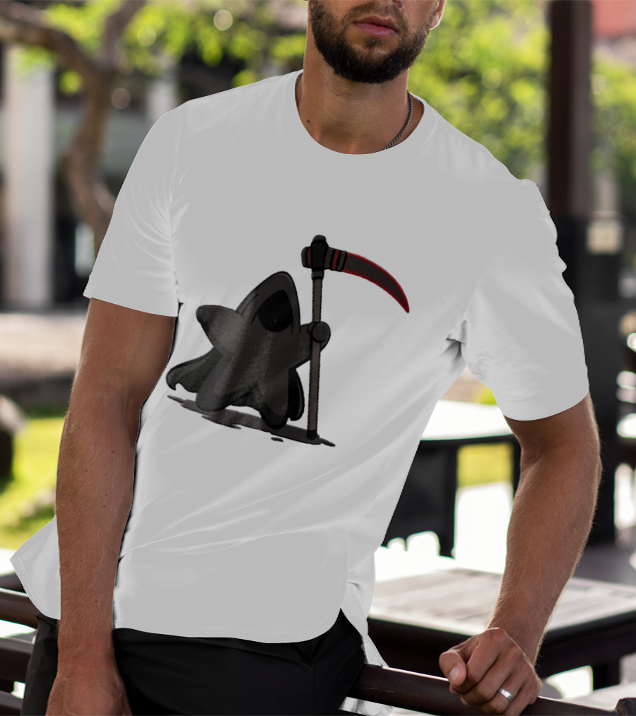 Cartoon Star Grim Reaper Cloak Red Lightsaber Scythe T-Shirt