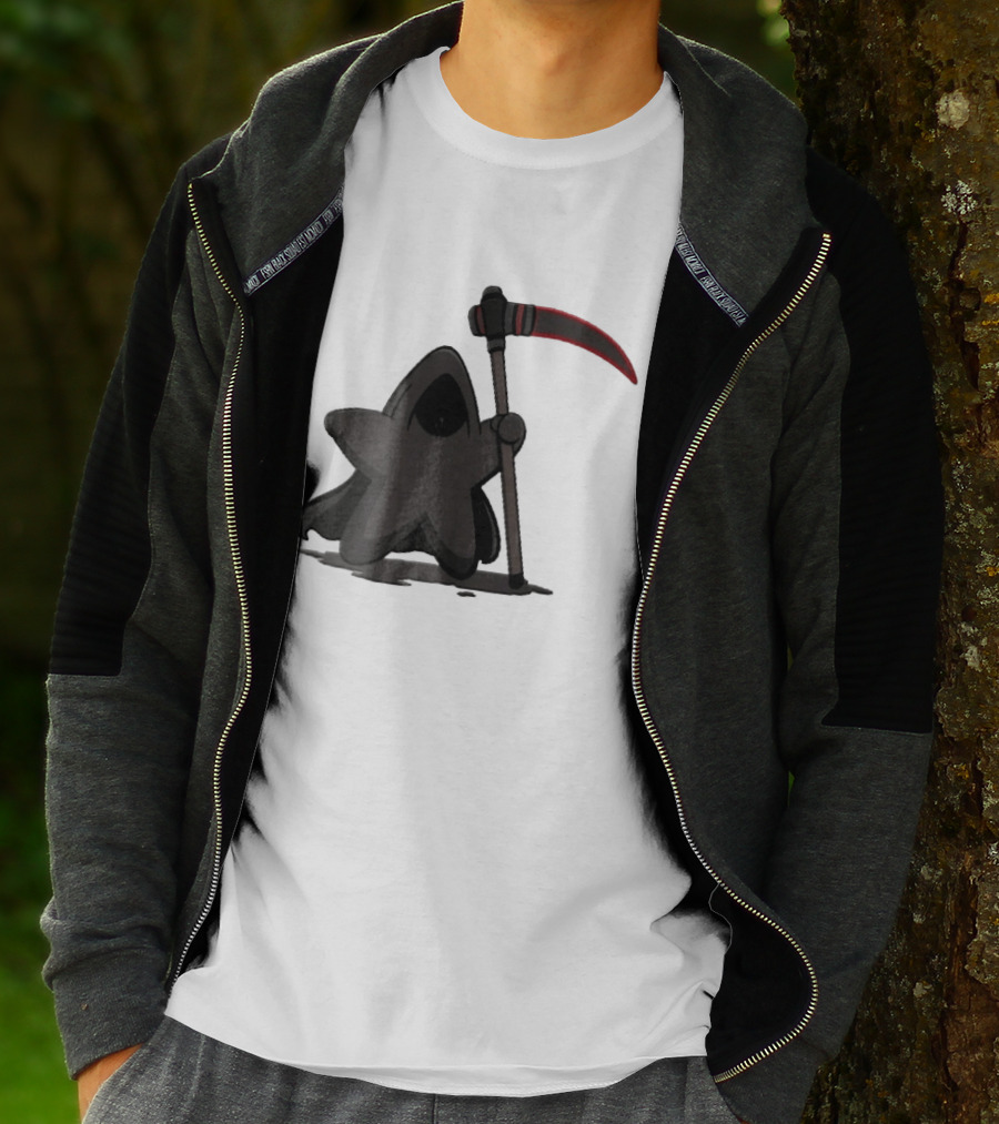 Cartoon Star Grim Reaper Cloak Red Lightsaber Scythe T-Shirt