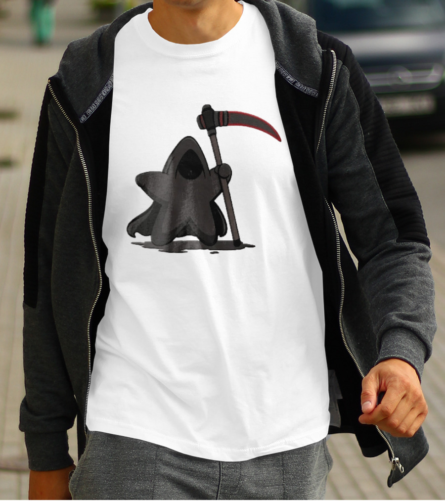 Cartoon Star Grim Reaper Cloak Red Lightsaber Scythe T-Shirt