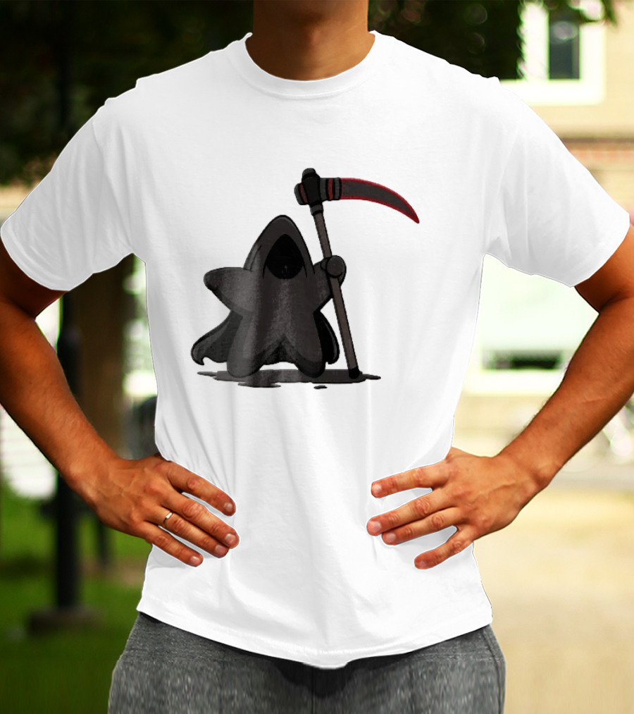 Cartoon Star Grim Reaper Cloak Red Lightsaber Scythe T-Shirt