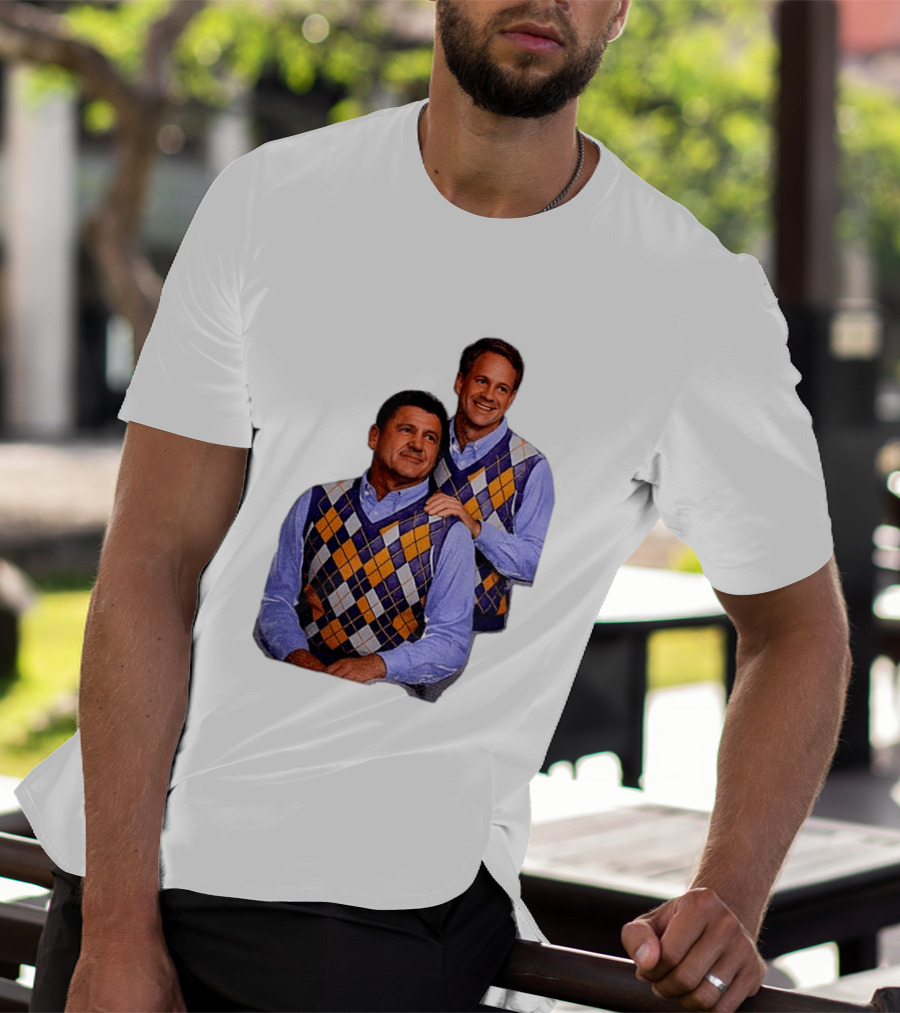 LSU Tigers Ed Orgeron Vs Kim Mulkey Argyle Sweater Coaches T-Shirt