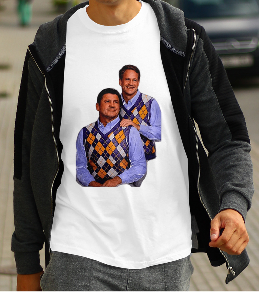 LSU Tigers Ed Orgeron Vs Kim Mulkey Argyle Sweater Coaches T-Shirt