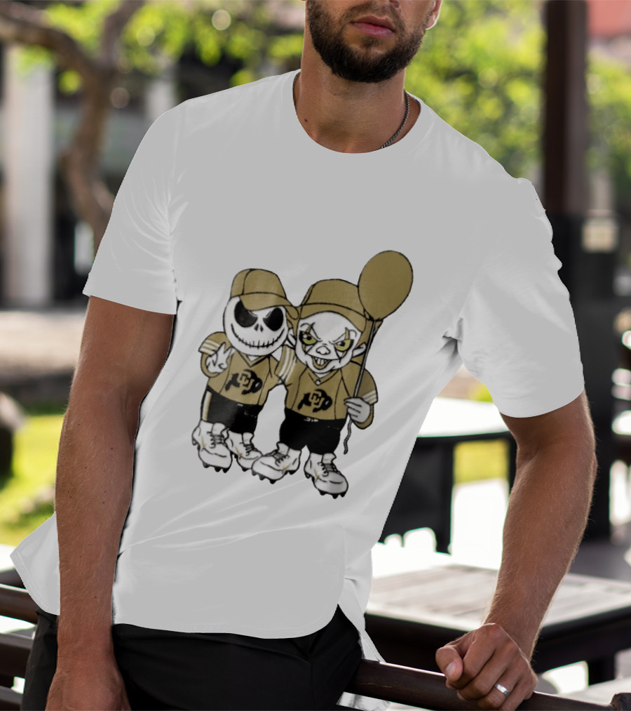 Colorado Buffaloes NCAA Jack Skellington Clown With Balloon Football T-Shirt