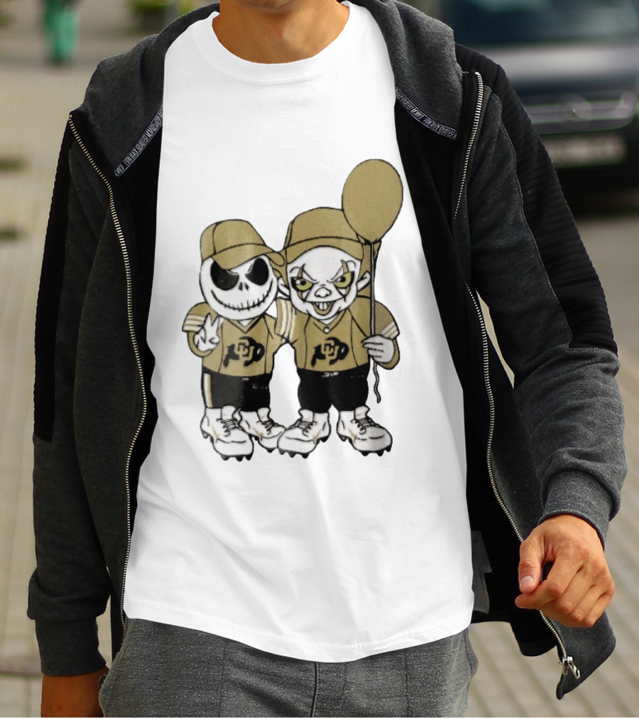 Colorado Buffaloes NCAA Jack Skellington Clown With Balloon Football T-Shirt