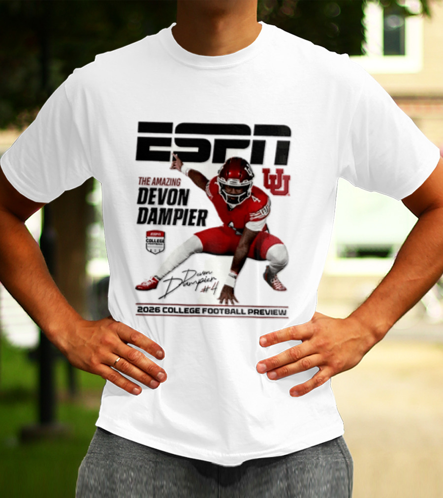 ESPN College Football 2026 Preview Devon Dampier Utah Utes T-Shirt