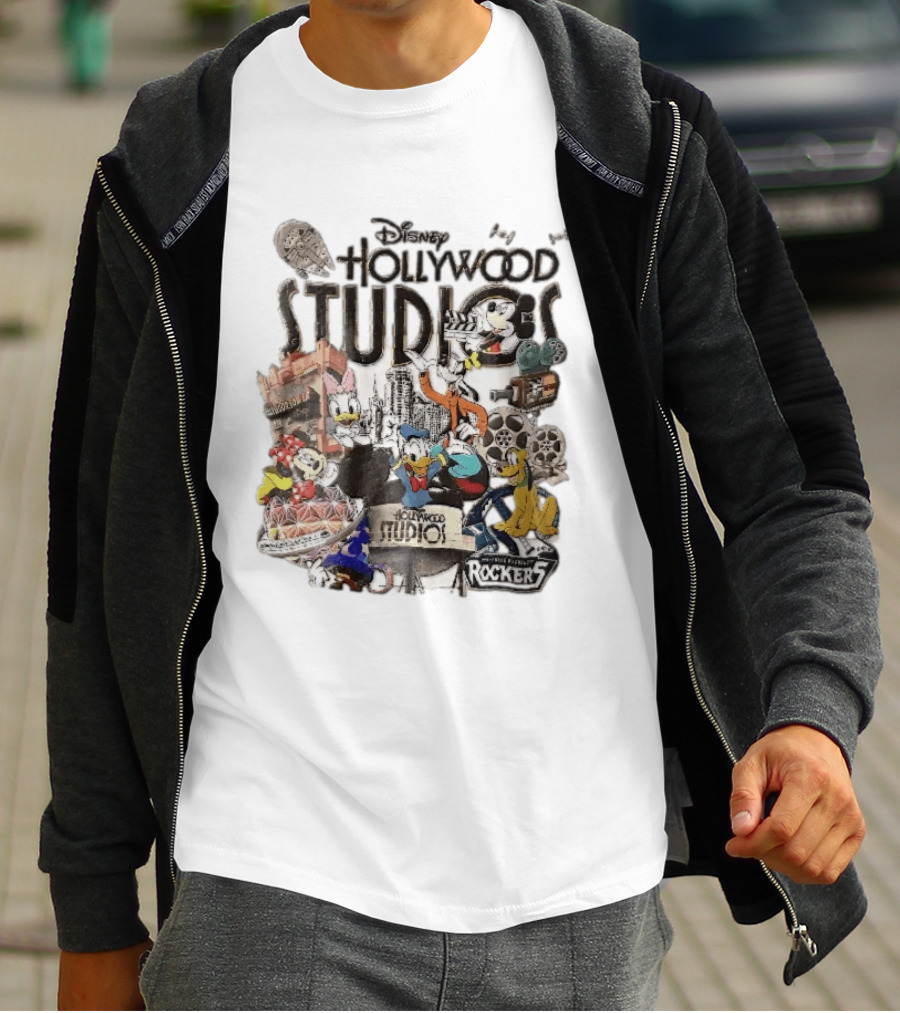 Disney Hollywood Studios G Force Records Rockers Distressed Cartoon Characters Collage T-Shirt