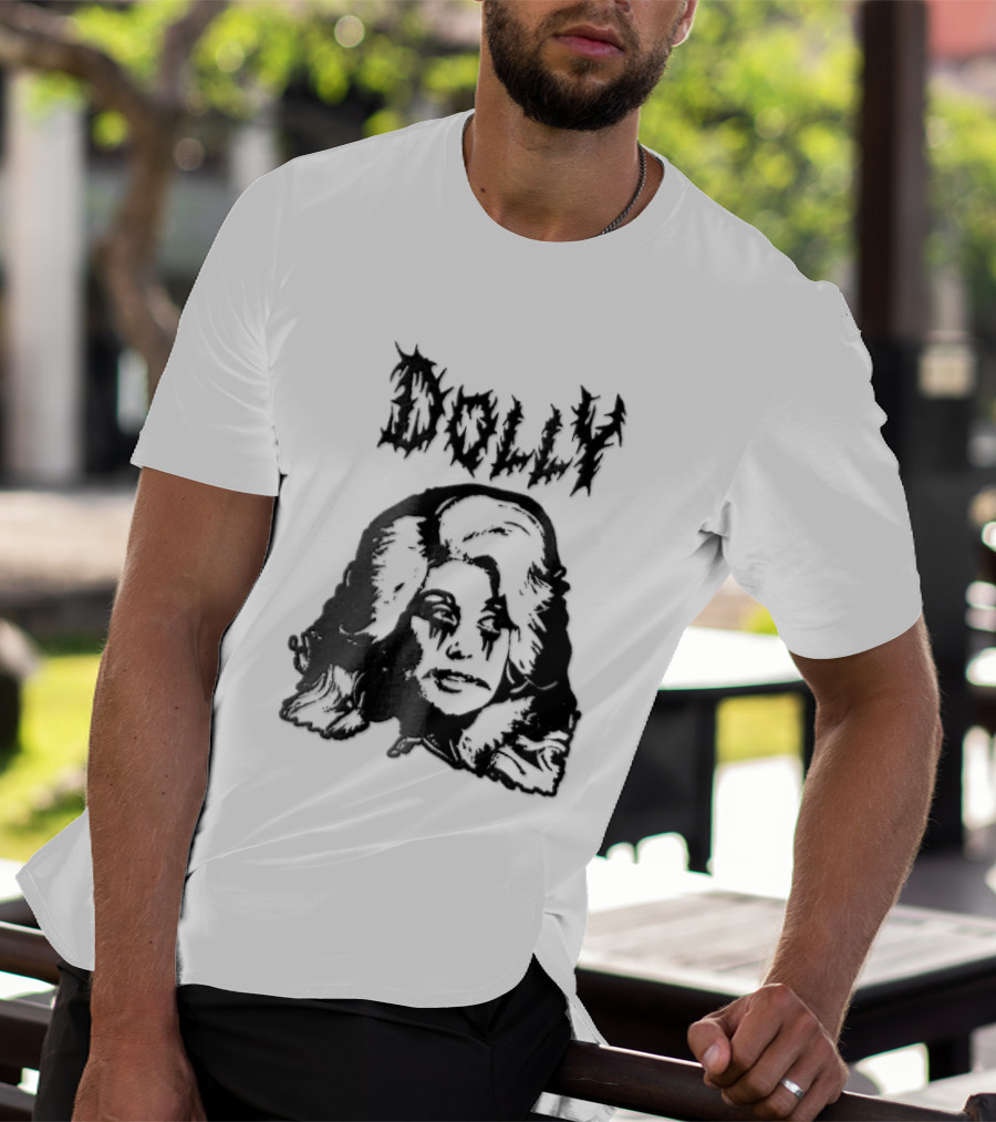 Dolly Parton Corpse Paint Bouffant Halftone Caricature T-Shirt