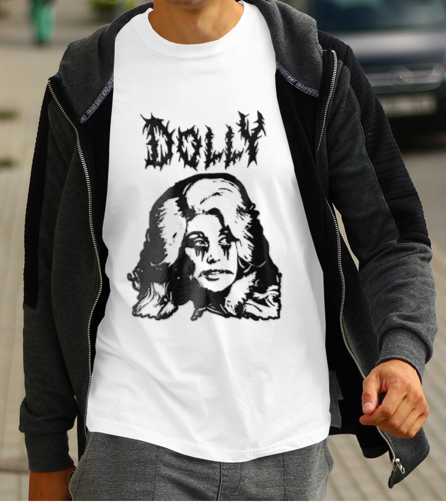 Dolly Parton Corpse Paint Bouffant Halftone Caricature T-Shirt