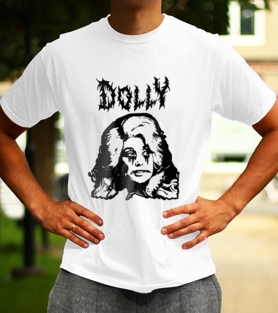 Dolly Parton Corpse Paint Bouffant Halftone Caricature T-Shirt