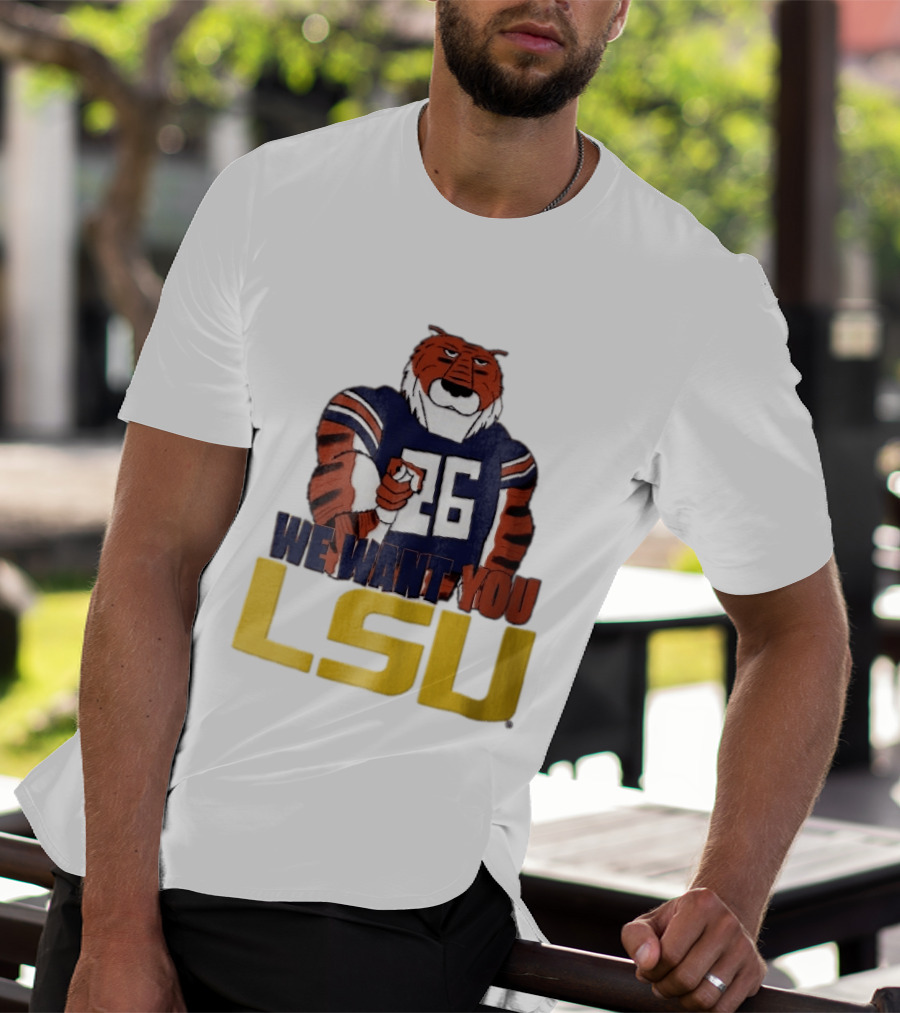 LSU Tigers We Want You Number 26 Mascot Pointing T-Shirt