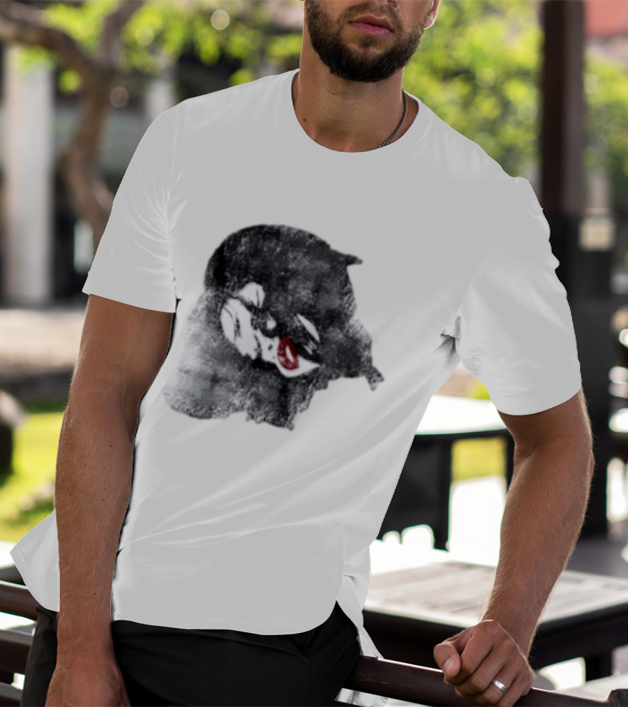 Nessa Barrett Tough Love Off The Shoulder Monochrome Red Lips Sketch T-Shirt