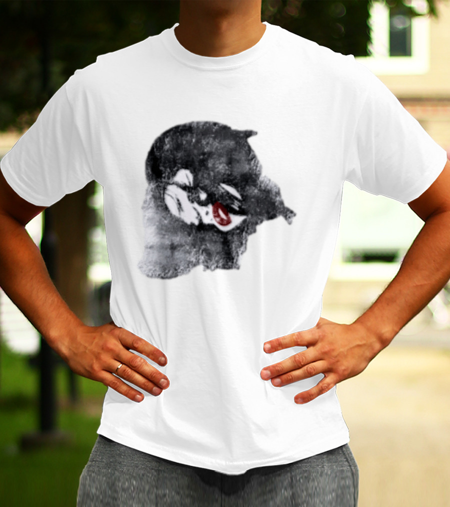 Nessa Barrett Tough Love Off The Shoulder Monochrome Red Lips Sketch T-Shirt