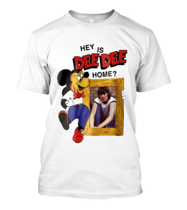 Hey Is Dee Dee Home Cartoon Mickey Mouse Holding Framed Photo T-Shirt