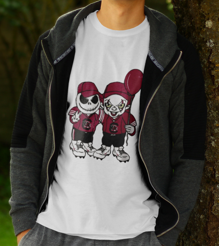 South Carolina Gamecocks NCAA Jack Skellington Pennywise Red Balloon Cartoon T-Shirt