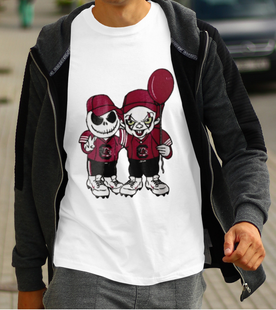 South Carolina Gamecocks NCAA Jack Skellington Pennywise Red Balloon Cartoon T-Shirt