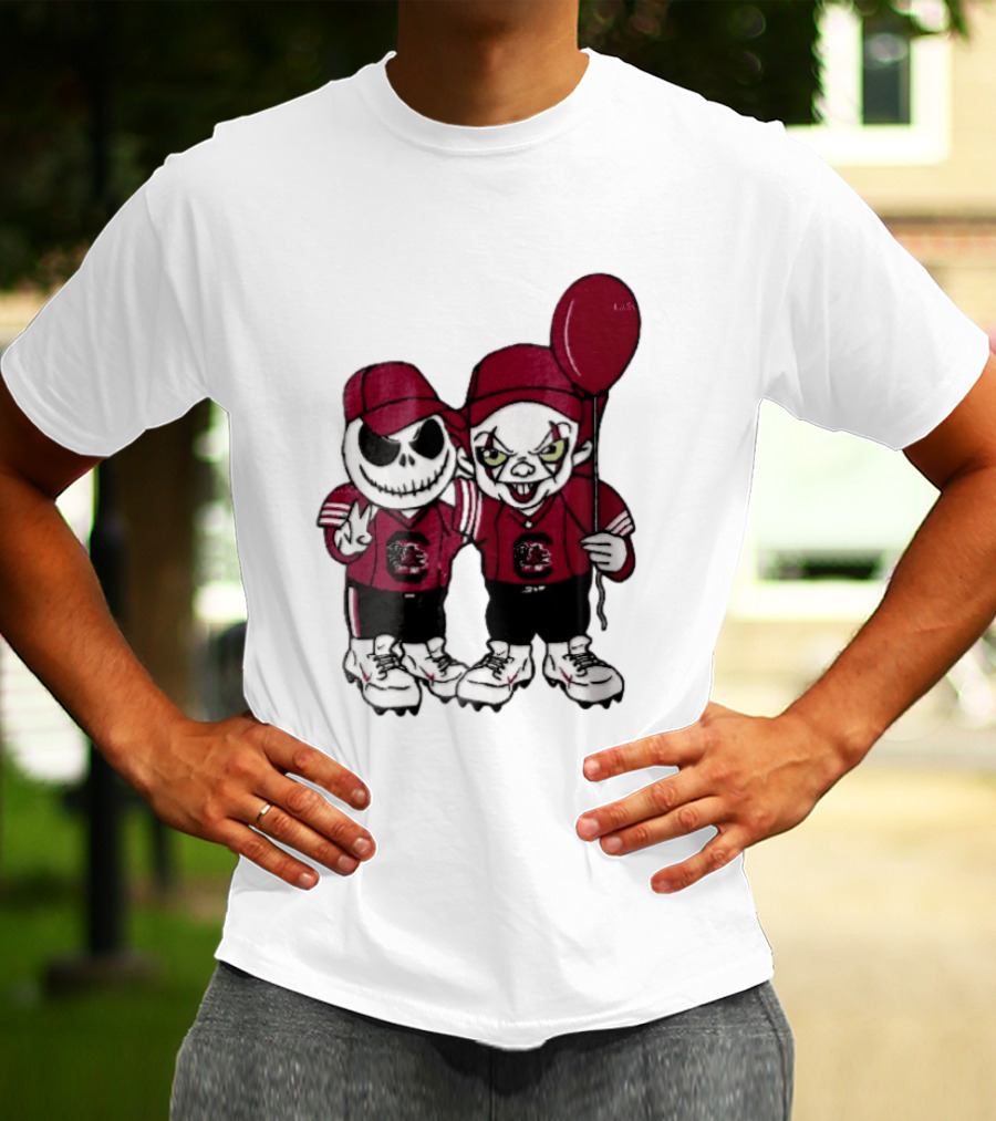 South Carolina Gamecocks NCAA Jack Skellington Pennywise Red Balloon Cartoon T-Shirt