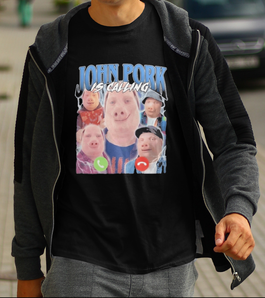 John Pork Is Calling Meme Pig Characters T-Shirt