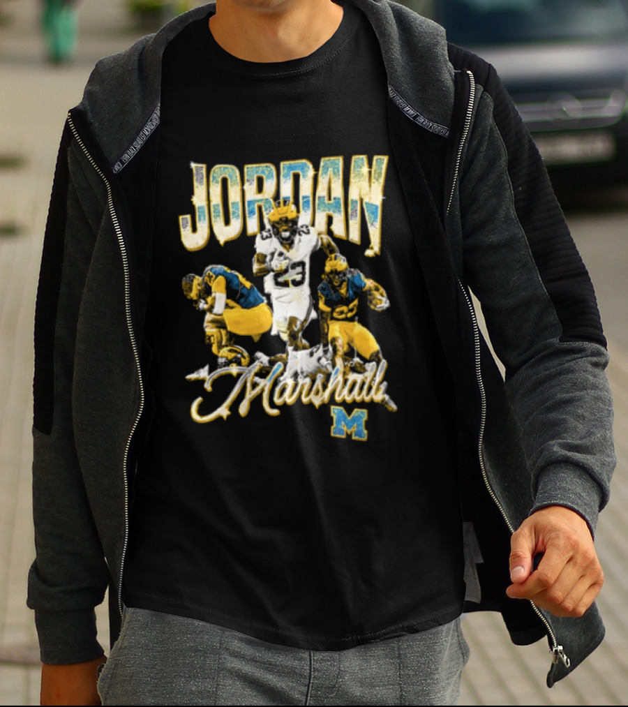 Jordan Marshall Michigan Wolverines Football Collage T-Shirt