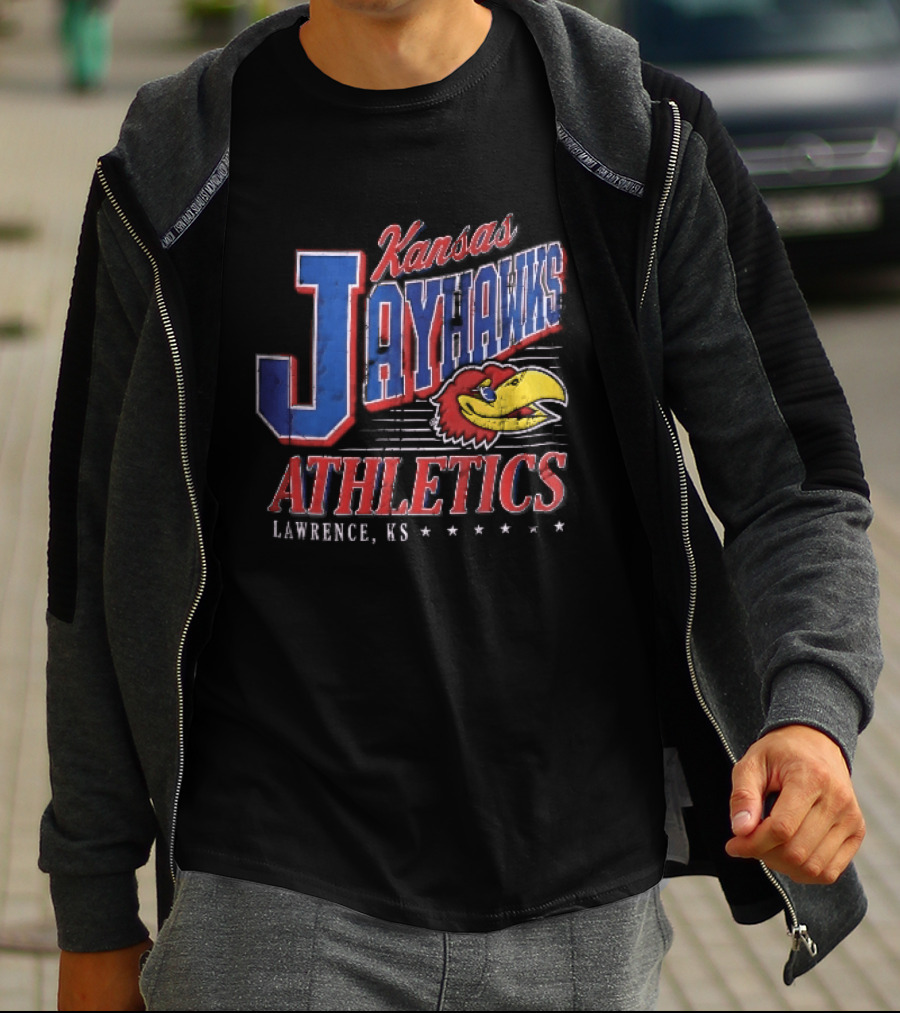 Kansas Jayhawks Athletics Lawrence KS Distressed Bird Head Stars T-Shirt