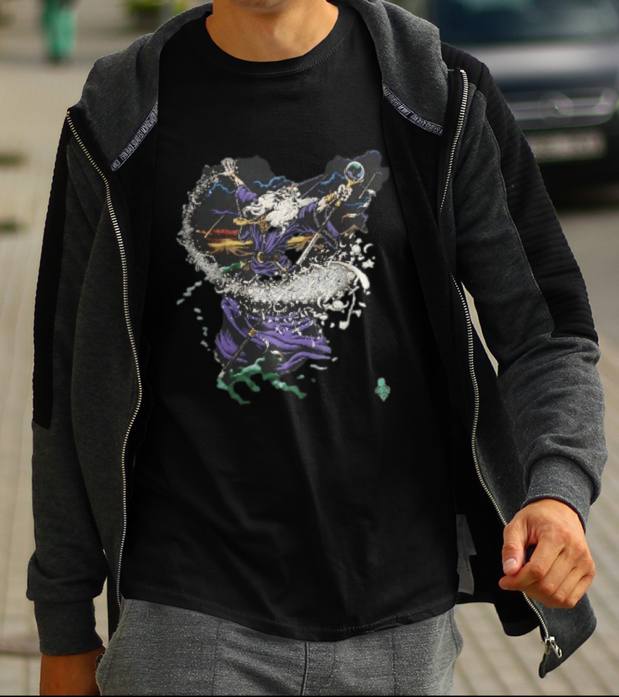 Liquid Blue 1994 Wizard Casting Magic Stars Celestial Staff T-Shirt