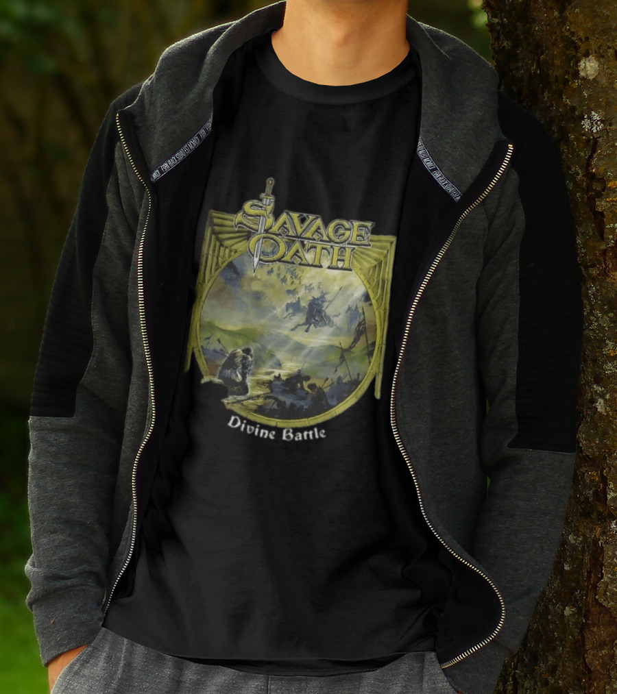 Savage Oath Divine Battle Ghostly Cavalry And Wounded Kneeling Knight T-Shirt