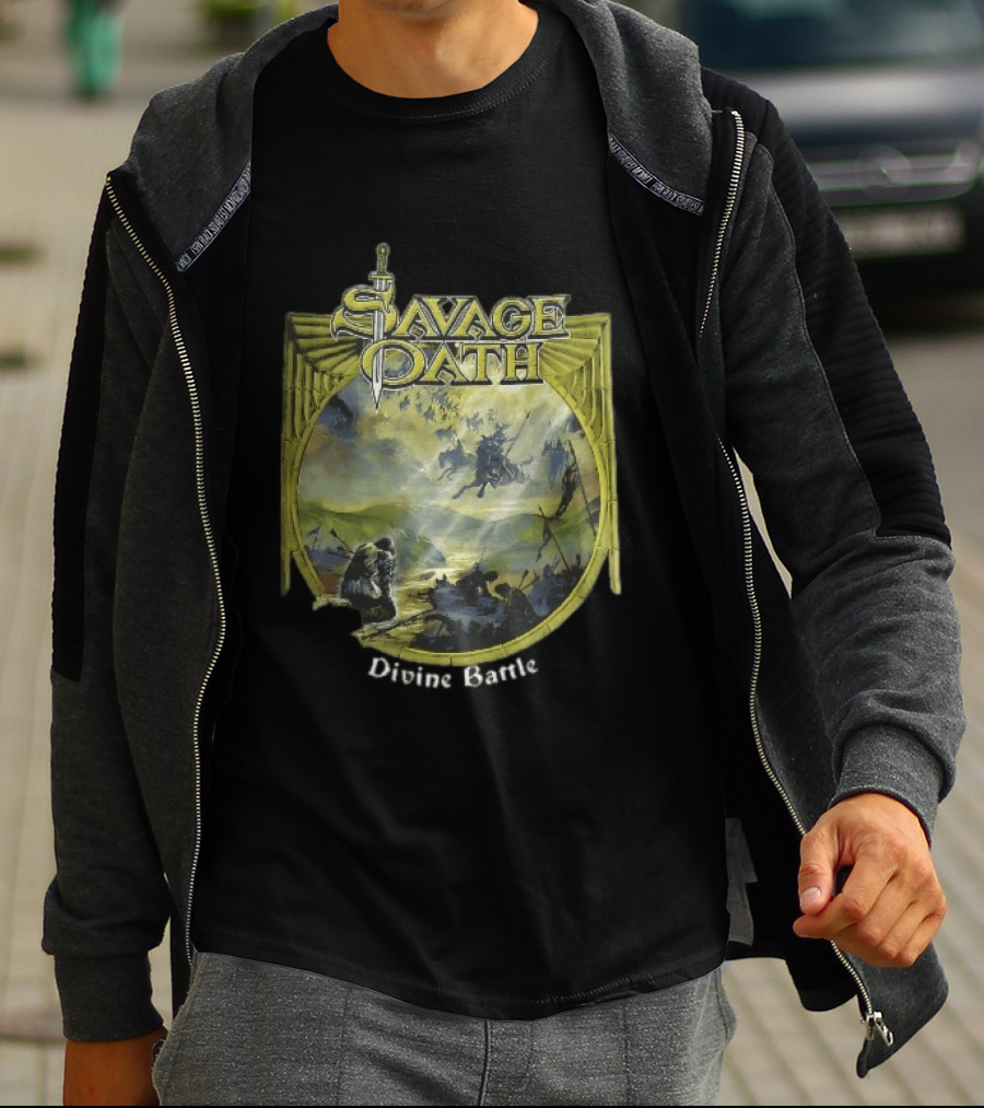 Savage Oath Divine Battle Ghostly Cavalry And Wounded Kneeling Knight T-Shirt