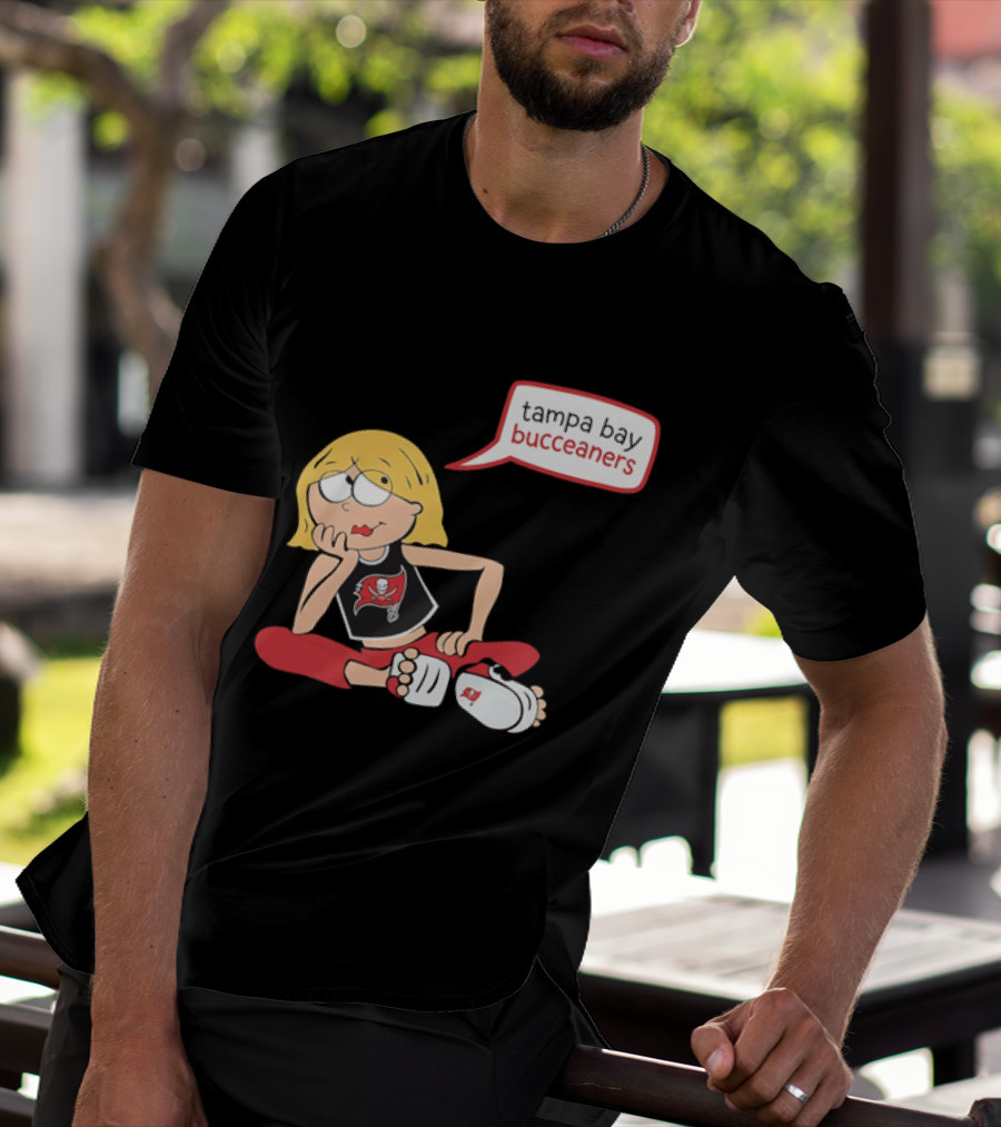 Tampa Bay Buccaneers Cartoon Blonde Girl Speech Bubble Red Pants T-Shirt