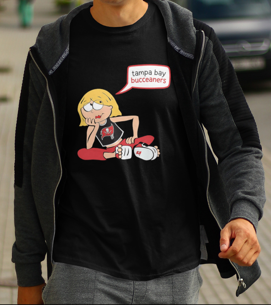 Tampa Bay Buccaneers Cartoon Blonde Girl Speech Bubble Red Pants T-Shirt